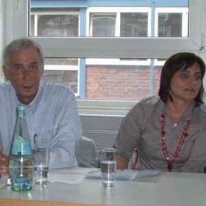Sabine Geyr und Detlef Kornmüller im Gespräch mit den Vertrauensleuten